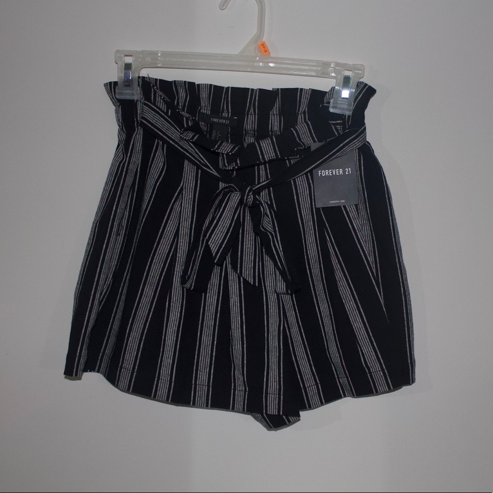 Striped paper bag shorts